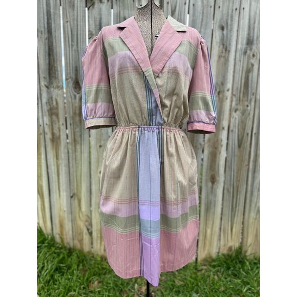 Vintage 70's Kathy J Women's Plaid House Dress Union Made - Picture 1 of 8